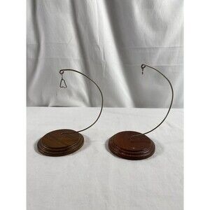 ONE (1) Iris Arc Brass Wire Display Stand Wood Base READ